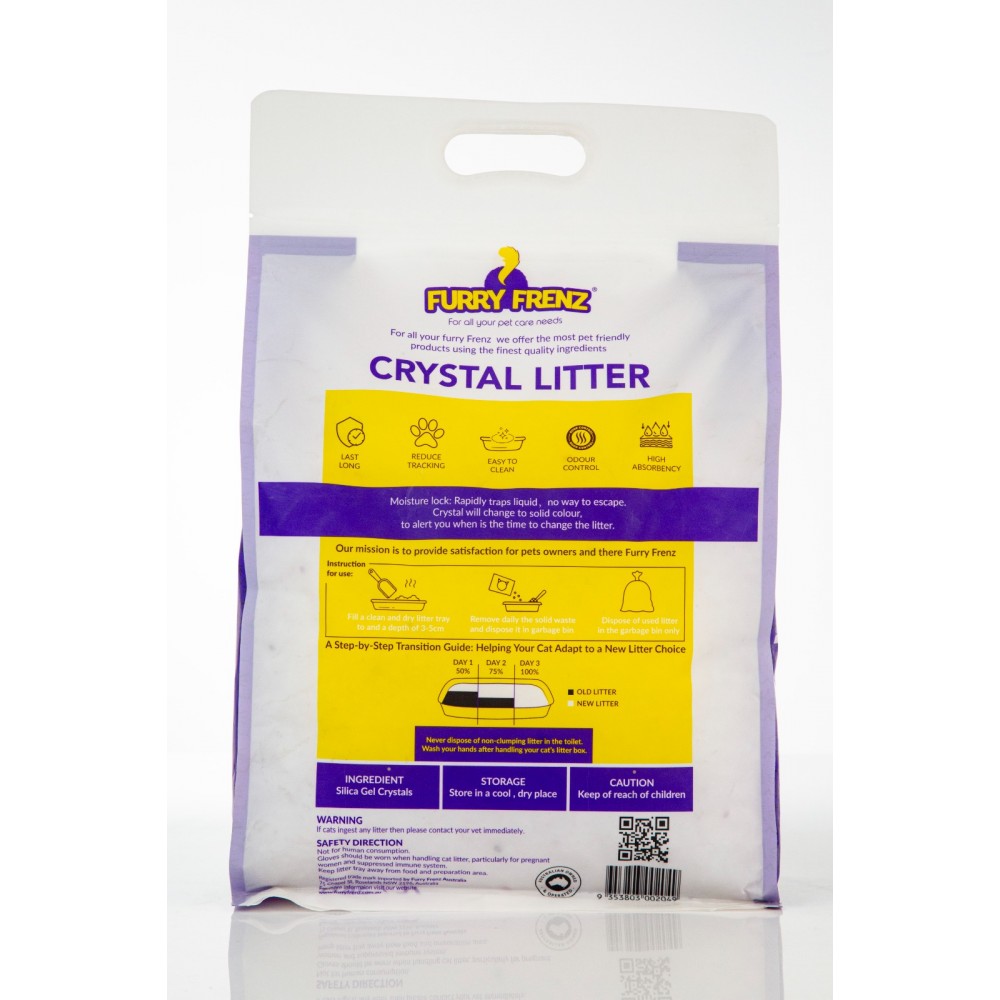 FURRY FRENZ CRYSTAL LITTER For All Your Pet Care Need 7 Litter ( 3 KG