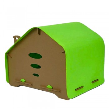 Eco-Friendly Cat Scratcher Toy Cat Wooden House Cat House Pet House (GREEN)