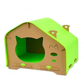 Eco-Friendly Cat Scratcher Toy Cat Wooden House Cat House Pet House (GREEN)
