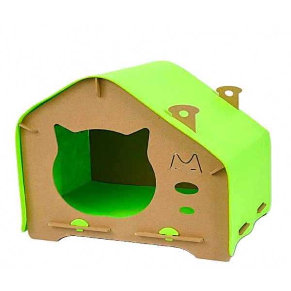 Eco-Friendly Cat Scratcher Toy Cat Wooden House Cat House Pet House (GREEN)