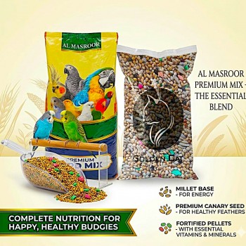 Al Masroor Vitamin Seed Mix – Premium Blend for Budgies, Finches & Small Birds | Nutritionally Balanced Seed & Pellet Mix | Supports Health, Vitality & Feather Care | 20kg Bag
