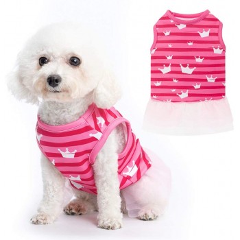 CROWN PRINTED DOG DRESS SUMMER PET CLOTH(XS) CROWN PRINTED DOG DRESS SUMMER PET CLOTH(XS)