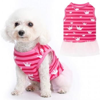 CROWN PRINTED DOG DRESS SUMMER PET CLOTH(XS) CROWN PRINTED DOG DRESS SUMMER PET CLOTH(XS)