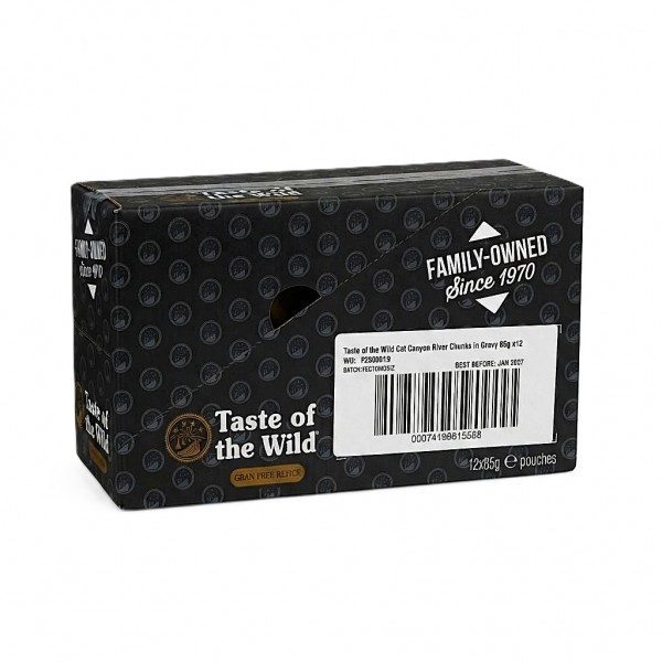 Taste of the Wild Canyon River Cat Wet Food Chunks in Gravy with Trout Chicken and Turkey Grain Free 85g x 12 Pouches