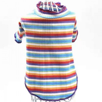 COTTON STRIPED DOG CLOTH SUMMER T-SHIRT(LARGE) COTTON STRIPED DOG CLOTH SUMMER T-SHIRT(LARGE)