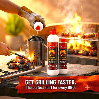 Bester Charcoal Lighter Fluid 500ML, Fast Igniting BBQ Charcoal Starter Fuel for Charcoal Grills, Barbecue, Briquettes, Fire Pits, Outdoor Cooking, Camping and Picnic