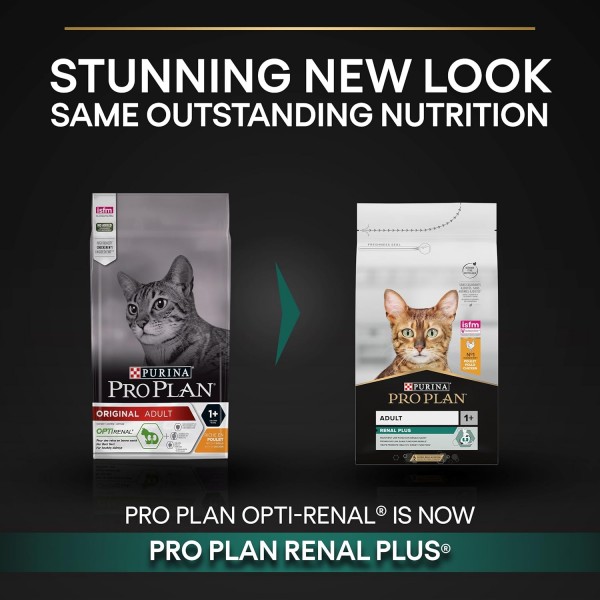 Purina Pro Plan Adult Renal Plus Chicken & Rice Dry Cat Food, Kidney & Immune Support, Adult Cats, 10 KG