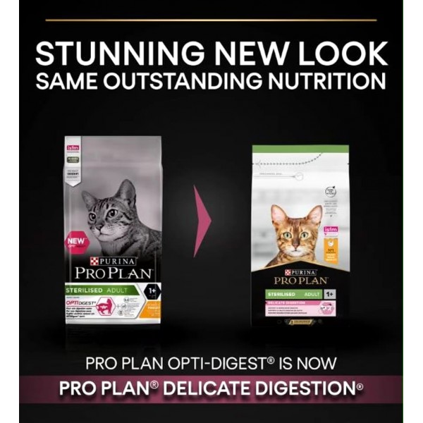 Purina Pro Plan Sterilised Adult Cat Dry Food, Chicken Formula, High Protein Low Fat, Supports Urinary & Kidney Health, 10 kg