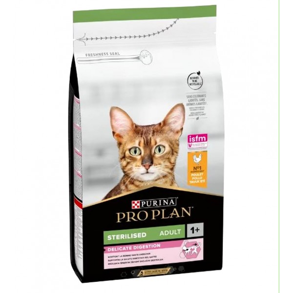 Purina Pro Plan Sterilised Adult Cat Dry Food, Chicken Formula, High Protein Low Fat, Supports Urinary & Kidney Health, 10 kg