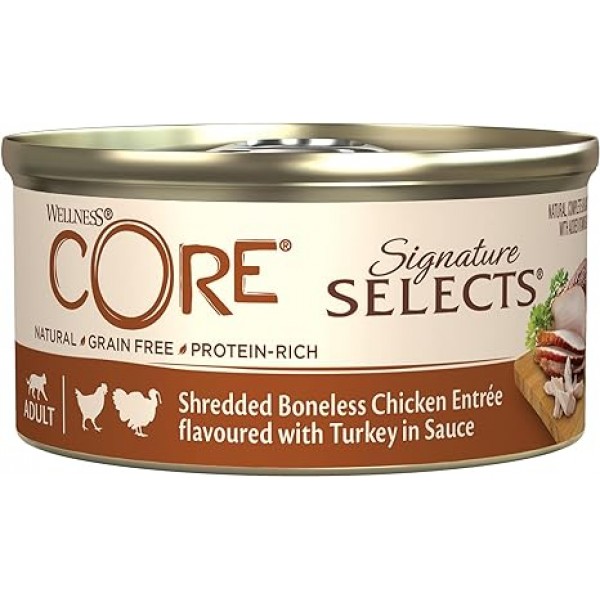 Wellness CORE Signature Selects Shredded Chicken & Turkey, (79g Pack of 24)  For Cat