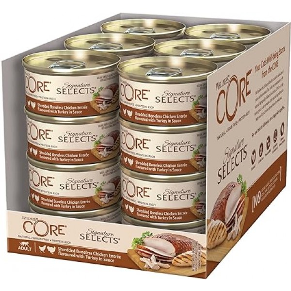 Wellness CORE Signature Selects Shredded Chicken & Turkey, (79g Pack of 24)  For Cat
