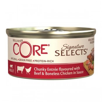 Wellness Core Chunky Entree flavoured with Beef & Boneless Chicken in Sauce 79g  For Cat