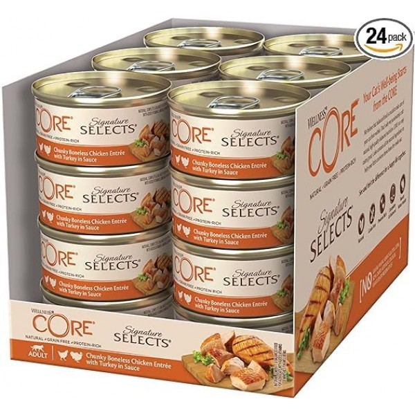 Wellness CORE Signature Selects Chunky Chicken & Turkey, 79g Pack of 24  For Cat