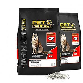 Pet Perfect Premium White Bentonite Clumping Cat Litter 25L (20kg) x 2 Bags – Ultra Absorbent, Instant Clumping, 99.5% Low Dust, Odour Control, Natural Unscented Cat Litter (50L Total)