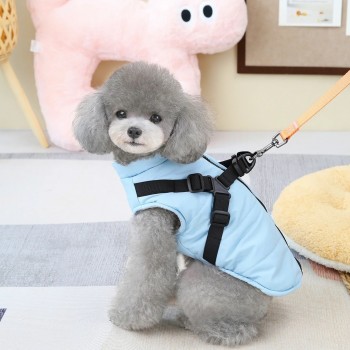 Hong Pet Chest Strap Cotton Coat - Blue Small