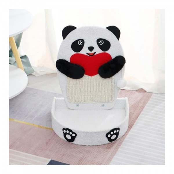 Cozy Paws Panda Shape Cat Scratching Board with Sisal Rope & Scratching Pad, Multi-Functional Cat Scratcher with Plush Flannel Base, Climbing & Resting Station (41×33×62 cm)