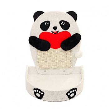 Cozy Paws Panda Shape Cat Scratching Board with Sisal Rope & Scratching Pad, Multi-Functional Cat Scratcher with Plush Flannel Base, Climbing & Resting Station (41×33×62 cm)