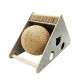 Cozy Paws Multi-Functional Triangle Cat Scratcher House with Sisal Ball Toy, Corrugated Cardboard Scratch Pad & Interactive Play Tunnel for Kittens and Adult Cats, 36 x 16 x 20 cm