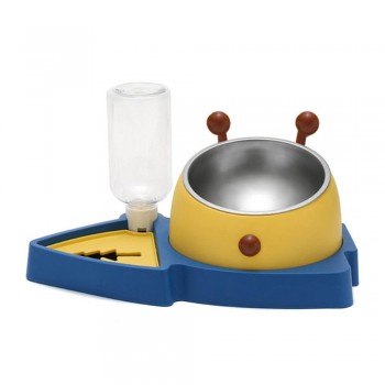 Cozy Paws 2-in-1 Pet Food and Water Dispenser – Stainless Steel Bowl with Automatic Water Refill System, Smart Siphon Design, 31.5 x 20 x 17 cm, Blue & Yellow, Easy Clean Feeding Station for Small & Medium Dogs & Cats