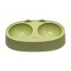 Cozy Paws Dual Feeding Bowl Green 34x20x9cm Large Double Cat & Dog Food and Water Station Non Toxic Durable Plastic Pet Feeder Mess Free Ribbed Anti Slip Design Easy Clean Dishwasher Safe Stylish Modern Pet Bowl for Cats Small Dogs Home Use