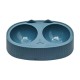 Cozy Paws Dual Feeding Bowl Blue 34x20x9cm Large Double Cat & Dog Food Water Station Non Toxic Durable Plastic Pet Feeder Mess Free Ribbed Anti Slip Design Easy Clean Dishwasher Safe Modern Stylish Pet Bowl for Cats Small Dogs Home Use