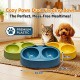 Cozy Paws Dual Feeding Bowl Yellow 34x20x9cm Large Double Cat & Dog Food Water Station Non Toxic Durable Plastic Pet Feeder Mess Free Ribbed Anti Slip Design Easy Clean Dishwasher Safe Bright Modern Stylish Pet Bowl for Cats Small Dogs Home Use