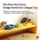 Cozy Paws Dual Feeding Bowl Yellow 34x20x9cm Large Double Cat & Dog Food Water Station Non Toxic Durable Plastic Pet Feeder Mess Free Ribbed Anti Slip Design Easy Clean Dishwasher Safe Bright Modern Stylish Pet Bowl for Cats Small Dogs Home Use