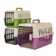 Cozy Paws Premium Plastic Pet Carrier – Gray with Beige Top, Secure Metal Door Travel Crate for Small Pets – 44 x 31 x 27 cm, Durable Ventilated Portable Carrier