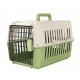 Cozy Paws Premium Plastic Pet Carrier – Green with Beige Top, Secure Metal Door Travel Crate for Small Pets – 44 x 31 x 27 cm, Durable Ventilated Portable Carrier