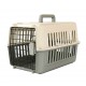 Cozy Paws Premium Plastic Pet Carrier – Gray with Beige Top, Secure Metal Door Travel Crate for Small Pets – 44 x 31 x 27 cm, Durable Ventilated Portable Carrier