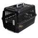 Cozy Paws Plastic Pet Carrier with Metal Door 44×31×27cm Black Premium Travel Crate for Cats Small Pets Hygienic Ventilated Carrier
