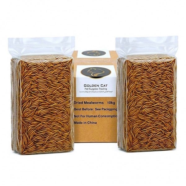 Golden Cat Dried Mealworms Bird Food 10KG (2 x 5KG Sealed Bags) – High Protein Natural Freeze-Dried Feed for Wild Birds, Chickens, Fish, Reptiles & Small Pets