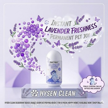 Hysen Clean Cat Litter Deodorant Beads - 450g Lavender