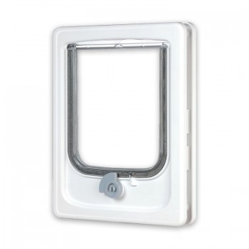 Cat-flap for Wooden Door - 4 Position( White) Cat-flap for Wooden Door - 4 Position( White)