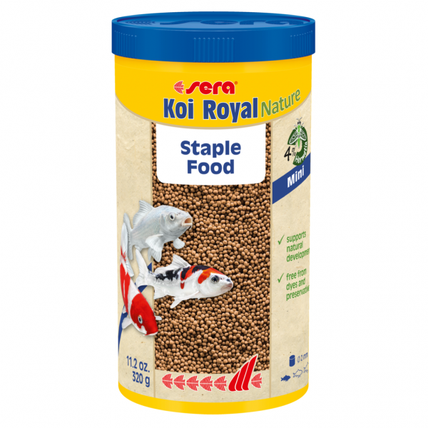 Sera Koi Royal Mini Nature Fish Food – Floating Staple Granules for Small Koi up to 12 cm – Balanced Growth, Strong Immunity, Easy Digestion – No Dyes or Preservatives – 1000 ml