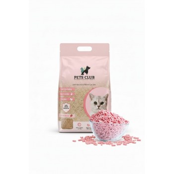 Pets Club Soya Bean Clumping Cat Litter Strawberry Scent 7L (2.5kg) | Eco-Friendly Biodegradable Soy-Based Cat Litter with Quick Clumping, Strong Odor Control, Dust Free & Flushable