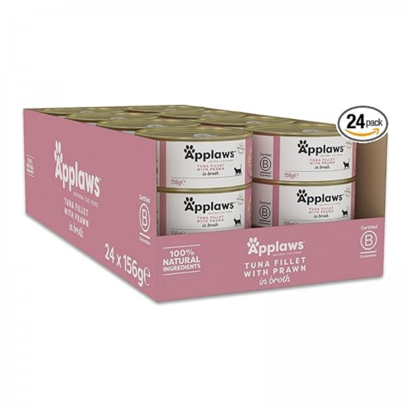 Applaws Tuna Fillet with prawn Adult Wet Cat Food 156g X 24 Pcs ( 1 Box )