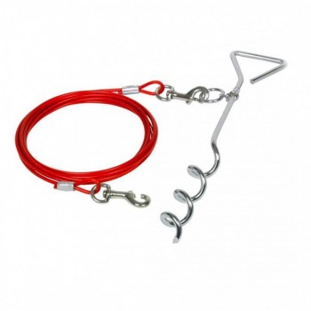 Duvo Tie Out Stake With Rope Red (40cm) Duvo Tie Out Stake With Rope Red (40cm)