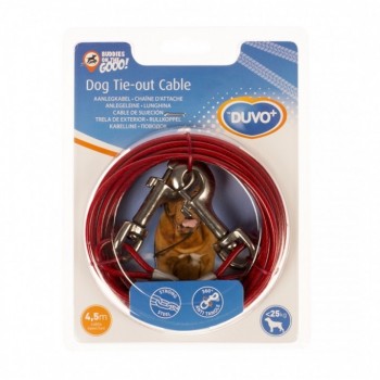 Duvo Dog Tie Out Cable Lightweight Red (4.5m)