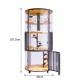 Golden Cat Luxury Panoramic Glass Cat Villa & Indoor Cat House 80×80×188 cm | Premium Elm Wood Multi-Level Cat Cage Cabinet with Tempered Glass, Climbing Platforms, Soft Ladders & Scratching Areas