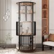 Golden Cat Luxury Panoramic Glass Cat Villa & Indoor Cat House 80×80×188 cm | Premium Elm Wood Multi-Level Cat Cage Cabinet with Tempered Glass, Climbing Platforms, Soft Ladders & Scratching Areas