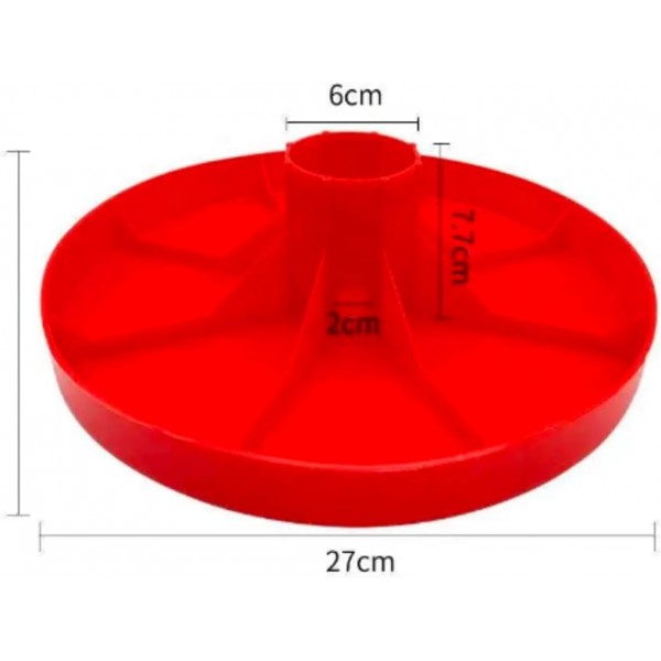Large Outdoor Poultry Water Dispenser Base, Weather-Resistant Plastic, Red