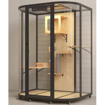 Cat Villa 140cm X 102cm X 191cm Carbon Steel Frame Tempered Glass Cat Villa Cat House  Cat Villa 140cm X 102cm X 191cm Carbon Steel Frame Tempered Glass Cat Villa Cat House