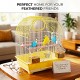 Golden Cat Premium Yellow Bird Cage 30 x 26 x 38 cm – Decorative Small Bird Cage with Removable Cleaning Tray, 2 Feeding Cups, 2 Wooden Perches, Secure Lock Door & Carry Handle for Budgies, Lovebirds, Finches, Canaries & Small Birds