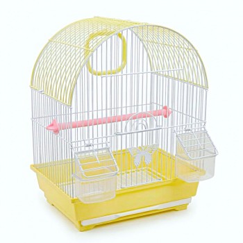 Golden Cat Premium Yellow Bird Cage 30 x 26 x 38 cm – Decorative Small Bird Cage with Removable Cleaning Tray, 2 Feeding Cups, 2 Wooden Perches, Secure Lock Door & Carry Handle for Budgies, Lovebirds, Finches, Canaries & Small Birds