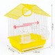 Golden Cat Premium House-Shaped Bird Cage for Budgies, Parrots & Cockatiels – Durable Powder-Coated Wire Cage with Removable Slide-Out Tray, 2 Adjustable Perches & 2 External Feeding Cups – Yellow Base, Easy Clean Indoor Aviary, L30 x W27 x H39 cm