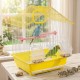 Golden Cat Premium House-Shaped Bird Cage for Budgies, Parrots & Cockatiels – Durable Powder-Coated Wire Cage with Removable Slide-Out Tray, 2 Adjustable Perches & 2 External Feeding Cups – Yellow Base, Easy Clean Indoor Aviary, L30 x W27 x H39 cm