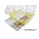 Golden Cat Premium House-Shaped Bird Cage for Budgies, Parrots & Cockatiels – Durable Powder-Coated Wire Cage with Removable Slide-Out Tray, 2 Adjustable Perches & 2 External Feeding Cups – Yellow Base, Easy Clean Indoor Aviary, L30 x W27 x H39 cm