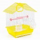 Golden Cat Premium House-Shaped Bird Cage for Budgies, Parrots & Cockatiels – Durable Powder-Coated Wire Cage with Removable Slide-Out Tray, 2 Adjustable Perches & 2 External Feeding Cups – Yellow Base, Easy Clean Indoor Aviary, L30 x W27 x H39 cm