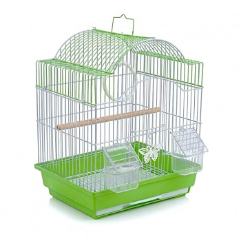 Golden Cat Premium Hanging Bird Cage Green 30 x 26 x 39 cm Round Aviary Cage with Removable Cleaning Tray External Feeder Cups Activity Ring and Wood Perch for Finches Canaries Budgies and Small Birds
